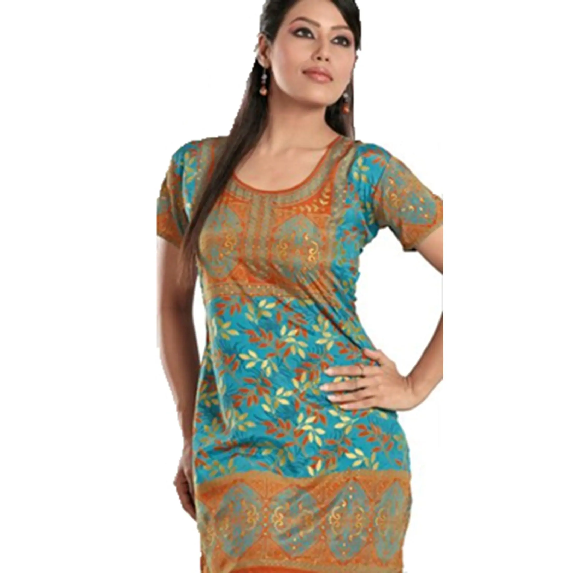 Tunic for Women Printed Crape Kurti V-Neck or Round Neck Short Sleeves Tunic Top Blouse. Mixed