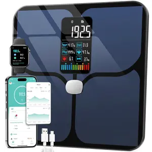 Body Fat Scale,Digital Smart Bathroom Scale for Body Weight, Large Color Display Screen, 16 Body Composition Metrics BMI, Water Weigh, Heart Rate,  Mode, 400lb, Rechargeable