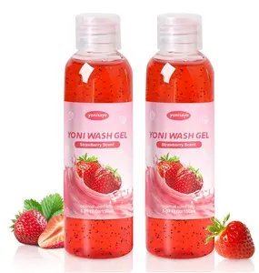 2 PCS Yoni Wash, Natural Feminine Wash for Women Ph Balance, Yoni Body Wash Vaginal Wash for Intimate Moisturizing Deodorant Remove Odor, Strawberry Scent