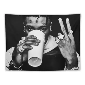 Young Boy Never Broke Again American Tour 2020 Light Peach Artwork Print Tapestry, Home Decor Wall Carpet with Size Options for Indoor Use