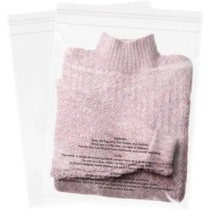 12" x 15" 200 Count Clear Resealable Self Seal Poly Bags With Suffocation Warning For Packaging Shipping Clothing Shirts FBA