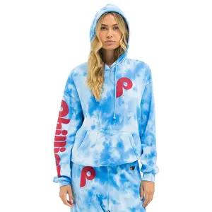 PHILLIES HAND DYED RELAXED PULLOVER HOODIE - TIE DYE BLUE