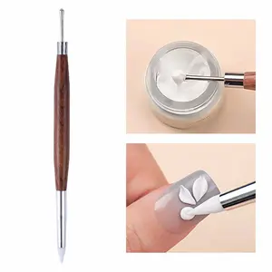 Dual-Ended Silicone Manicure Nail Art Brush, Ideal for Gemstone Embedding, Nail Painting, and Dotting, Perfect for Salons and Home Use, Beginner-Friendly