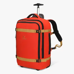 Hynes Eagle Orange Rolling Travel Backpack Luggage w/ 17" Padded Laptop Sleeve
