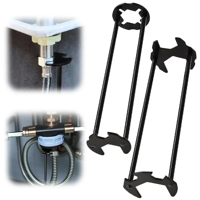 2PCS Adjustable Basin Wrench - Upgraded Multifunctional Alloy Steel Tool with 7-Size Standard Buckles, 360° Rotation, Lightweight Copper-Safe Hexagonal Socket Spanner for Tight Spaces, Faucet Repair & Installation, DIY & Kitchen Maintenance, Adjustable So