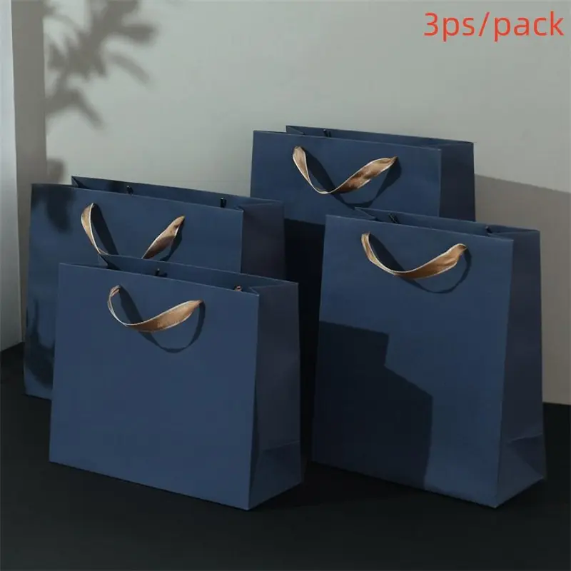 Gift Packaging Bag, 3pcs Retro Style Gift Bag, Fashionable Thickened Bottom Plate, Stronger Load-bearing Capacity Business Handbag, Clothing Stores Jewelry Stores Gift Bag, Creative Gift Packaging, Gift Wrapping Supplies, Gift Paper Bags