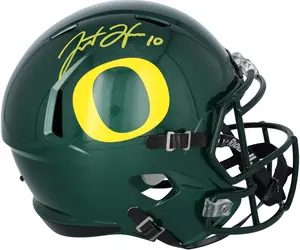 Justin Herbert Oregon Ducks Autographed Riddell Primary Green Speed Replica Helmet - Fanatics Authentic Certified