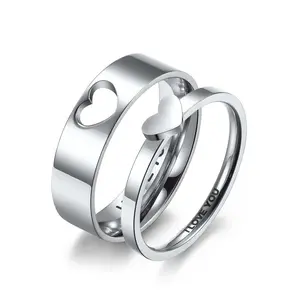 Heart-Shaped Hollow Couple Rings Simple and Fashionable Men and Women Ring Gift
