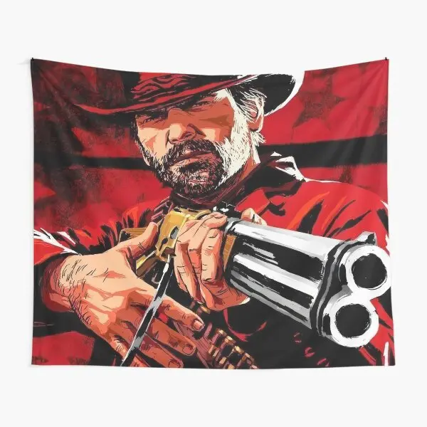 Red Dead 2 Merch Peach Print Tapestry - Strong, Bright Colors, 40x30in (102x76cm)/60x40in Wyatt Flags Themed Wall Art, Dorm Room/Home Decor, Indoor/Outdoor Flag Poster, Decorative Light Gift