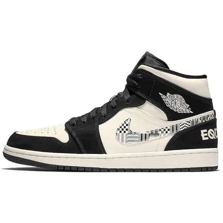 Jordan Air 1 Mid Melo Se Equality' Retro Versatile Basketball Shoes Men's Black White 852542-010