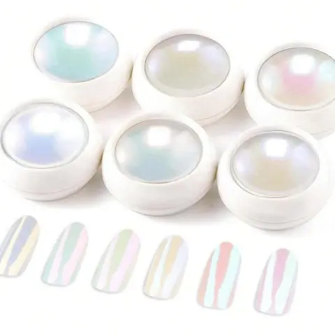 Nail Powder Set, 6 Counts/set Metallic Mirror Effect Holographic Aurora Pigment, Nail Art Decoration for Women & Girls, Glitter Nails Glitter Kit, Nail Art Kits, Diy Nail Art