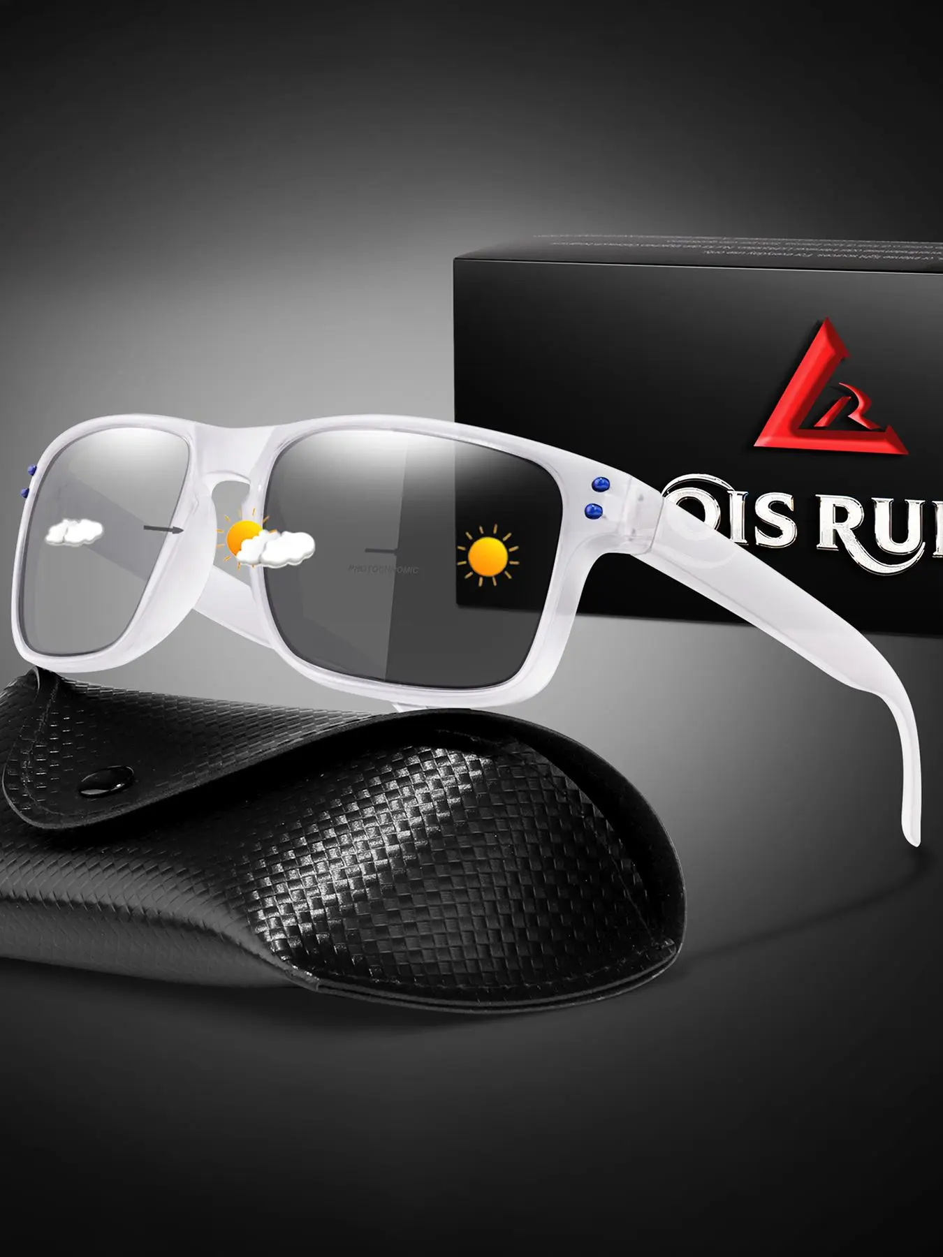 Classic Photochromic Transition Sunglasses with Case and Gift Packaging, Fashionable UV Protection Glasses, Retro Square Frame for Outdoor Activities, Uv Protective Sunglasses