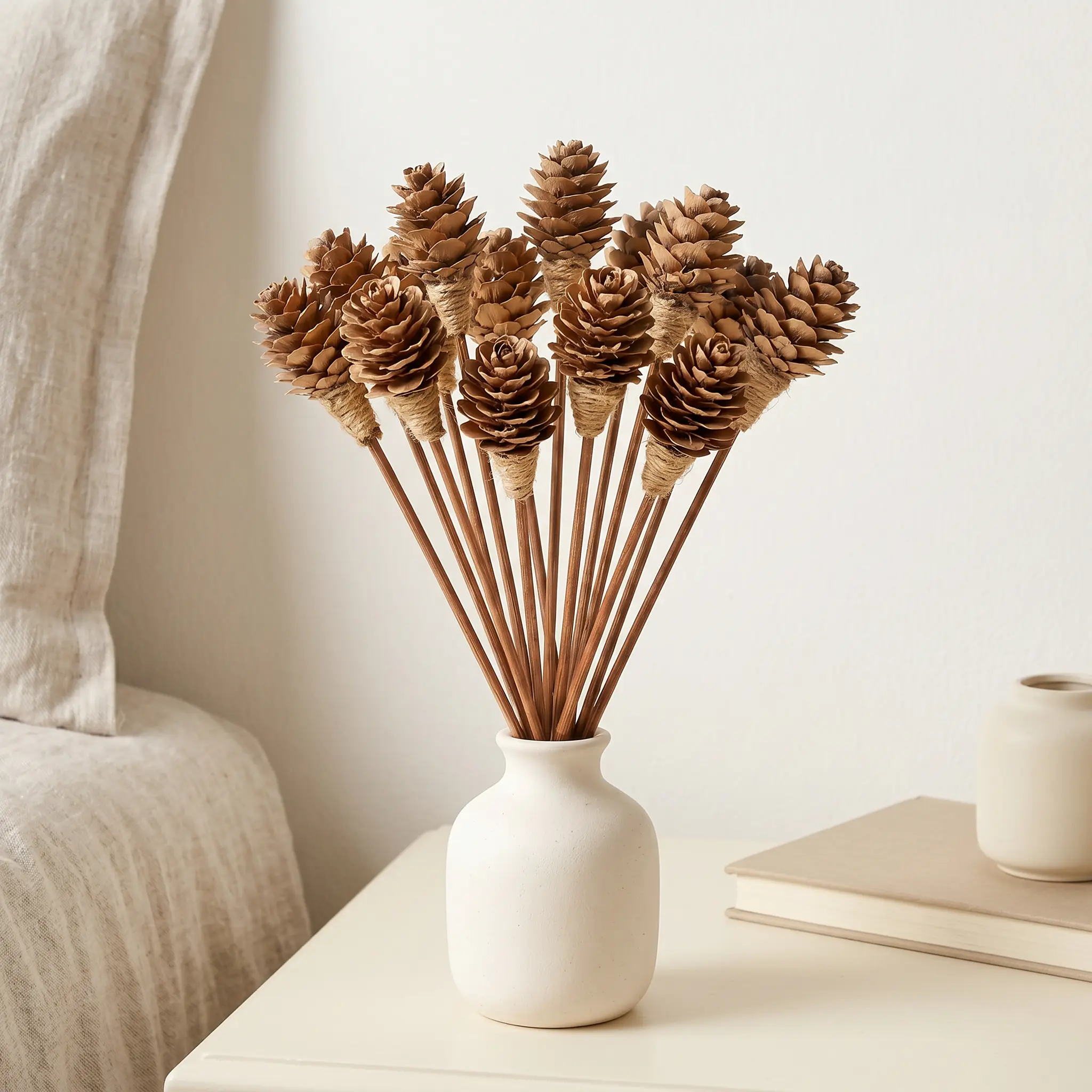 Mini Pine Cone, 9” Rattan Wood Reed Diffusers Replacement Sticks, 16 pk Floral Decor Fragrance Aroma Scent Flower Woody Nature Scented Perfume