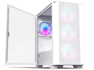 Montech AIR 100 ARGB MICRO-ATX Tower with Four ARGB Fans Pre Installed, Ultra-Minimalist Design, Fine Mesh Front Panel, High Airflow, Unique Side Swivel Tempered Glass, Dust Protection, White Pc Material Made For Gaming