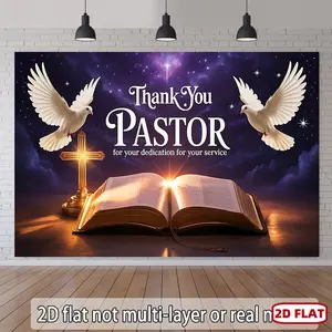 2D Flat, 2D Flat Banner 1pc, Gratitude to the Pastor, for Events, Wedding, Party, Coming-of-age, Ceremony, Four Season, Entryway, Room Decor, Indoor/Outdoor Celebrations, Perfect Gift ForParty Planners Polyes