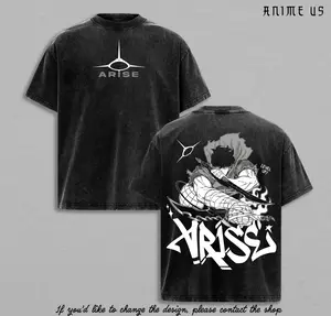 Sung Jin Woo Style ARISE Vintage Washed T Shirt Black Oversized Graphic Tee Unisex Streetwear Anime Inspired Manga Shirt Dark Aesthetic Y2K Casual Outfit Gift