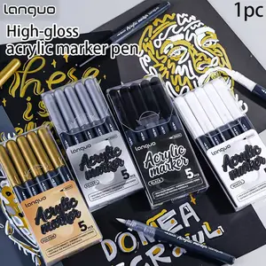 Languo New Arrival Silver Color Solid Color Markers, Direct Liquid Type Large Capacity Waterproof Lightfast Paint Markers for Art Drawing, Art Marker Pens, Ink Markers