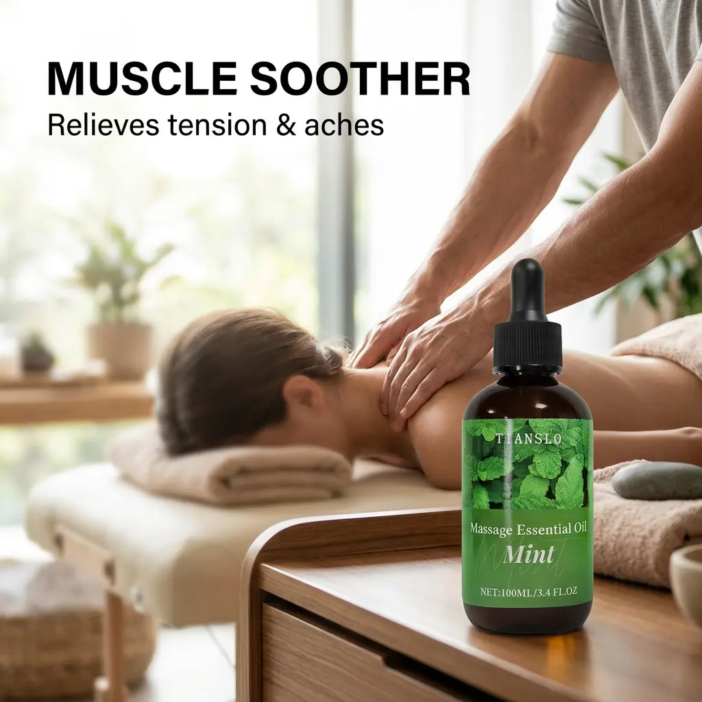 Peppermint Essential Oil for Body, Hair & Massage - Cooling Plant Based Formula for Muscle Relief, Lightweight Scent with Dropper - 100ml / 3.4oz, Body Care, Natural