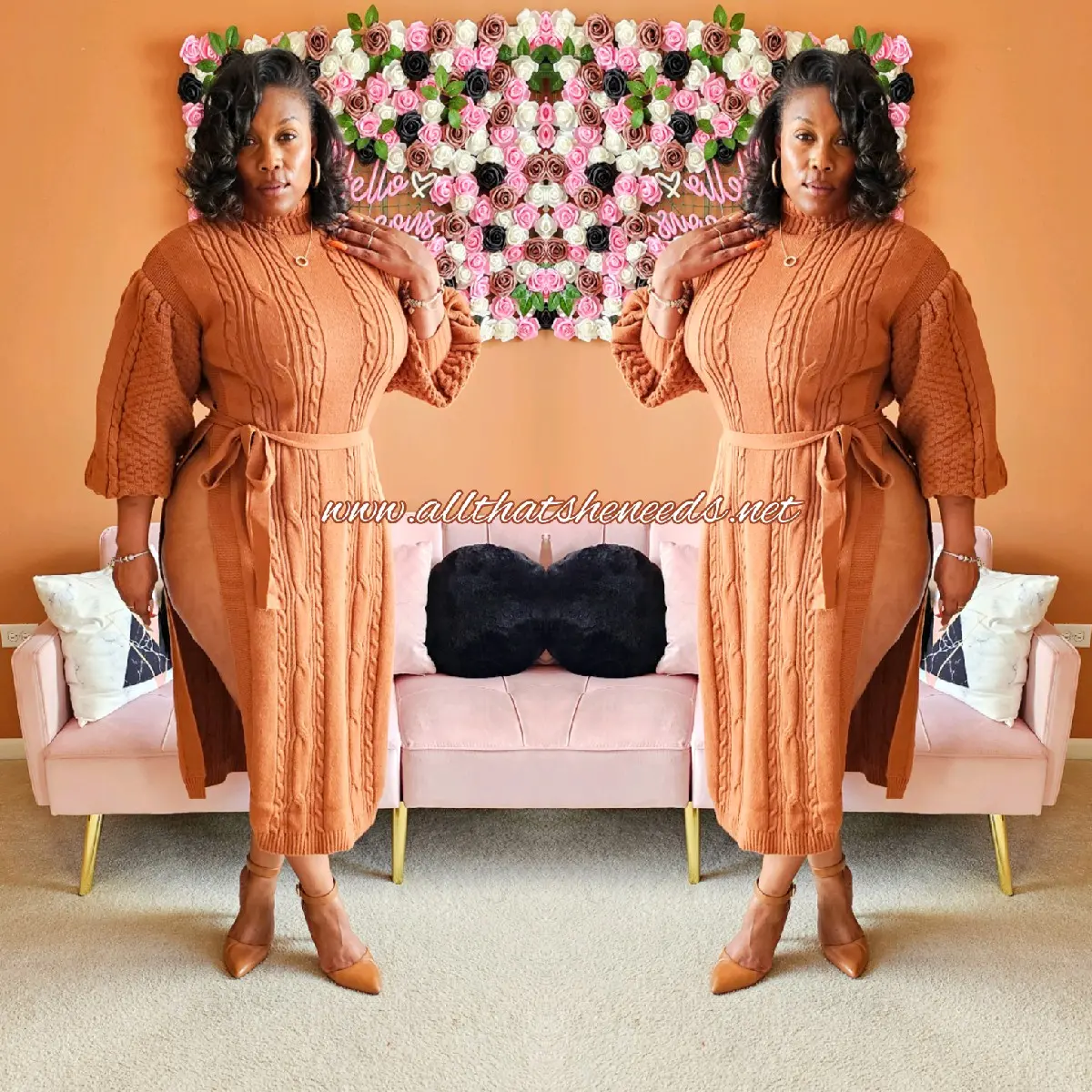 Butterscotch Cable Knit Long Sleeve Sweater Knitwear
