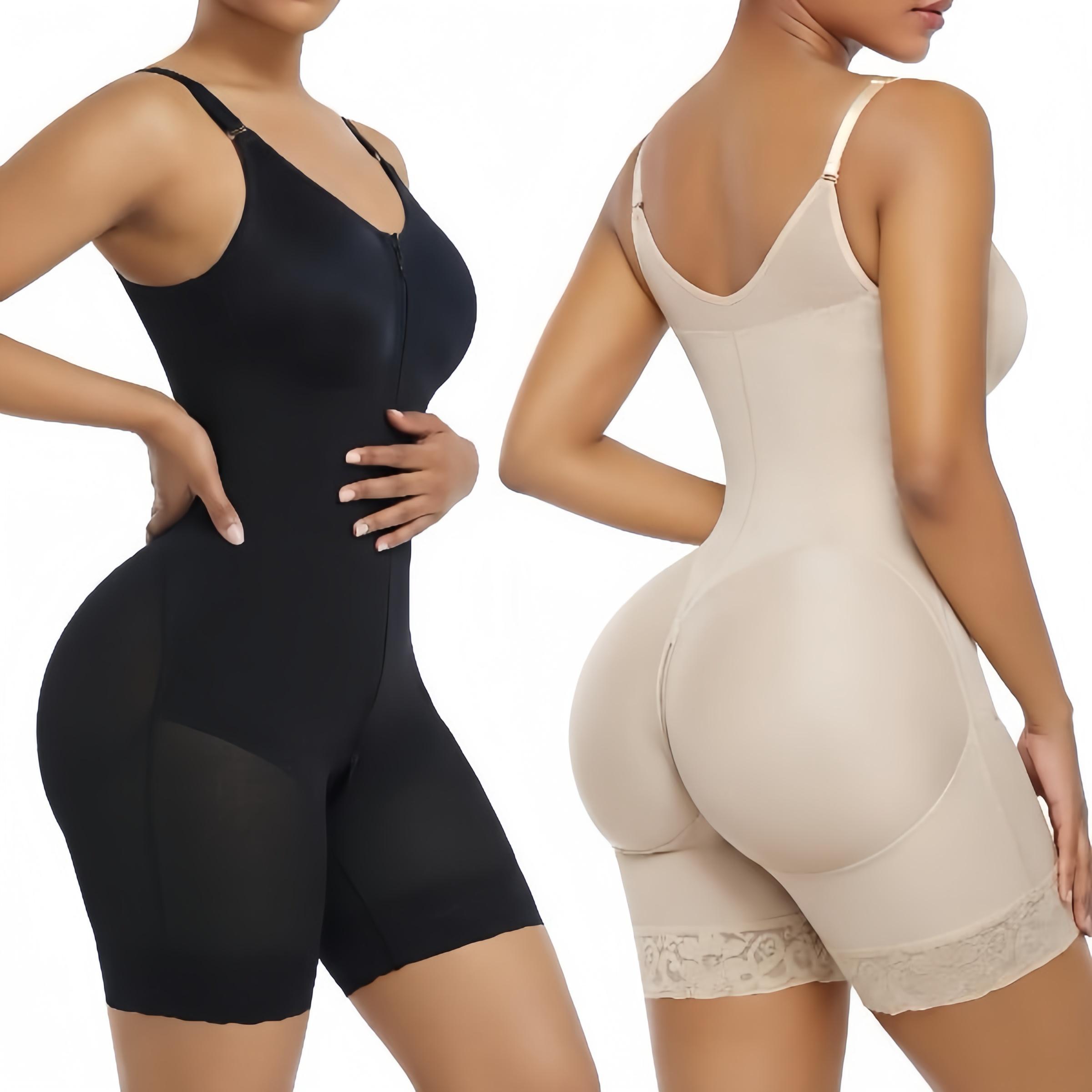 Women's  Fajas Colombianas shapewear Tummy Control Butt Lifter Shaper with Zipper Crotch detachable shoulder strap Womenswear Bodysuit Compression