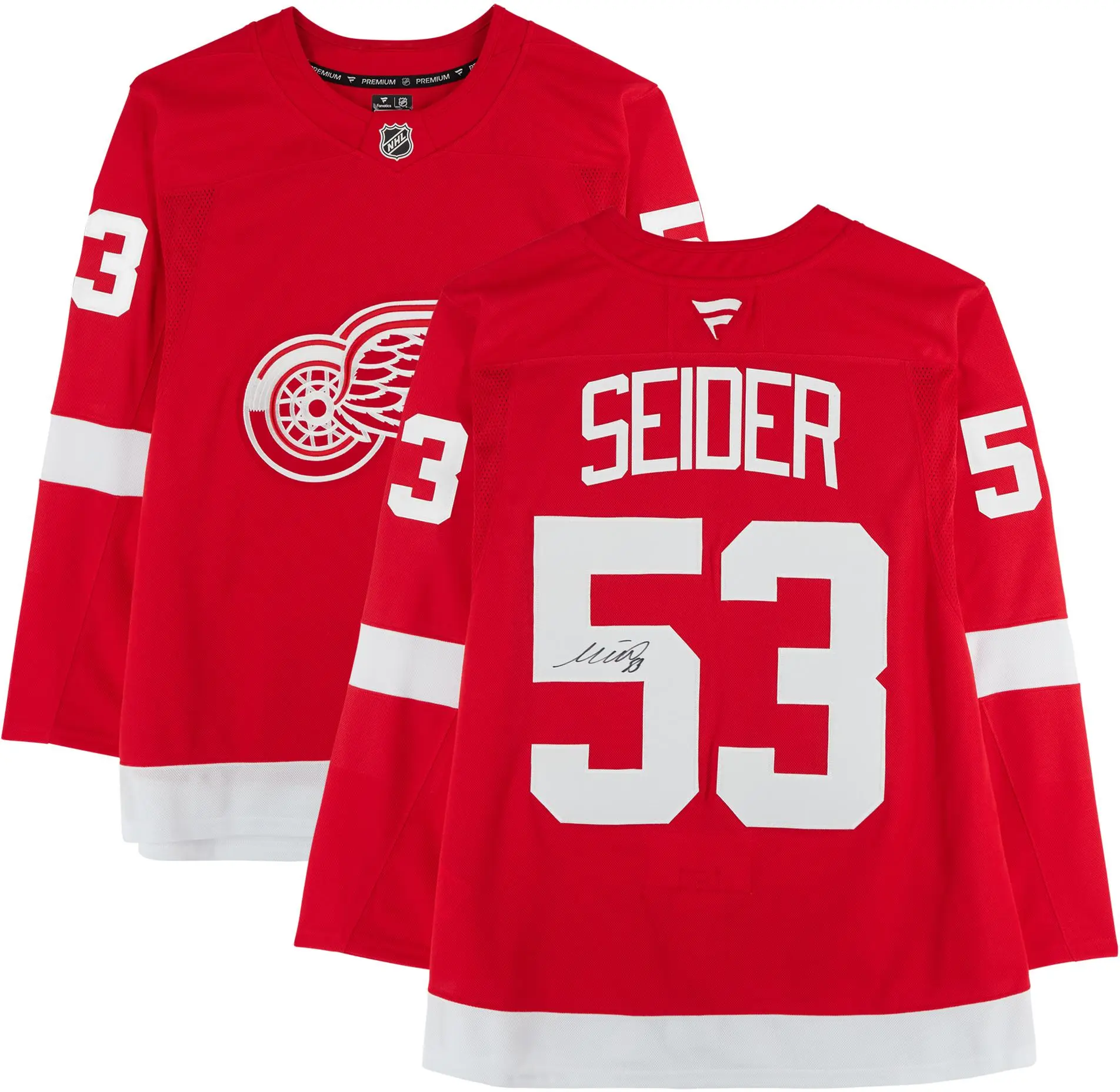Moritz Seider Detroit Red Wings Autographed Red Fanatics Premium Jersey - Fanatics Authentic Certified