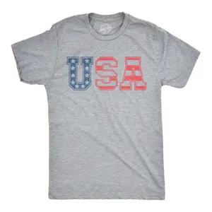 Mens USA Vintage T Shirt 4th Of July Indepence Day T Shirt Patriotic America Mens Funny T Shirts Cool Vintage Fashion T-Shirt Gift Classic Menswear Patriotic Apparel for Men Novelty Tees for Guys Light Grey