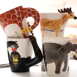 Animal Style Coffee Cup, Hand-Painted Ceramic Mug, Creative Unique Coffee Cup, Cute Aesthetic Animal Drinkware, Fun Gift for Friends, Daily Use Mug
