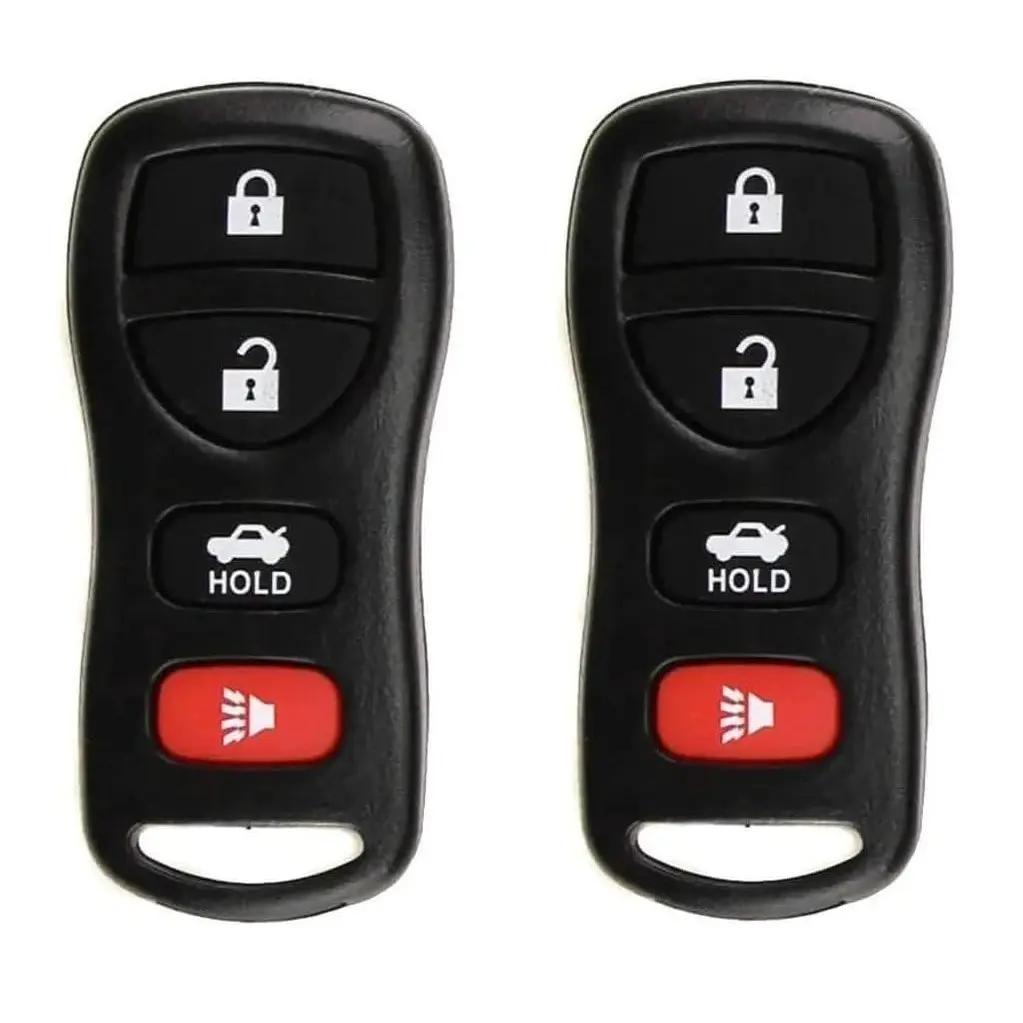 Set of Two 4 Button Keyless Entry Remote Replacement for Nissan 350Z, Altima, Armada, Maxima, Murano, Pathfinder, Sentra, Versa, Quest/ Infiniti EX35, FX35, FX45, G35, I35, QX56 2002 - 2017 FCC ID: KBRASTU15 IC: 24223-NSV1