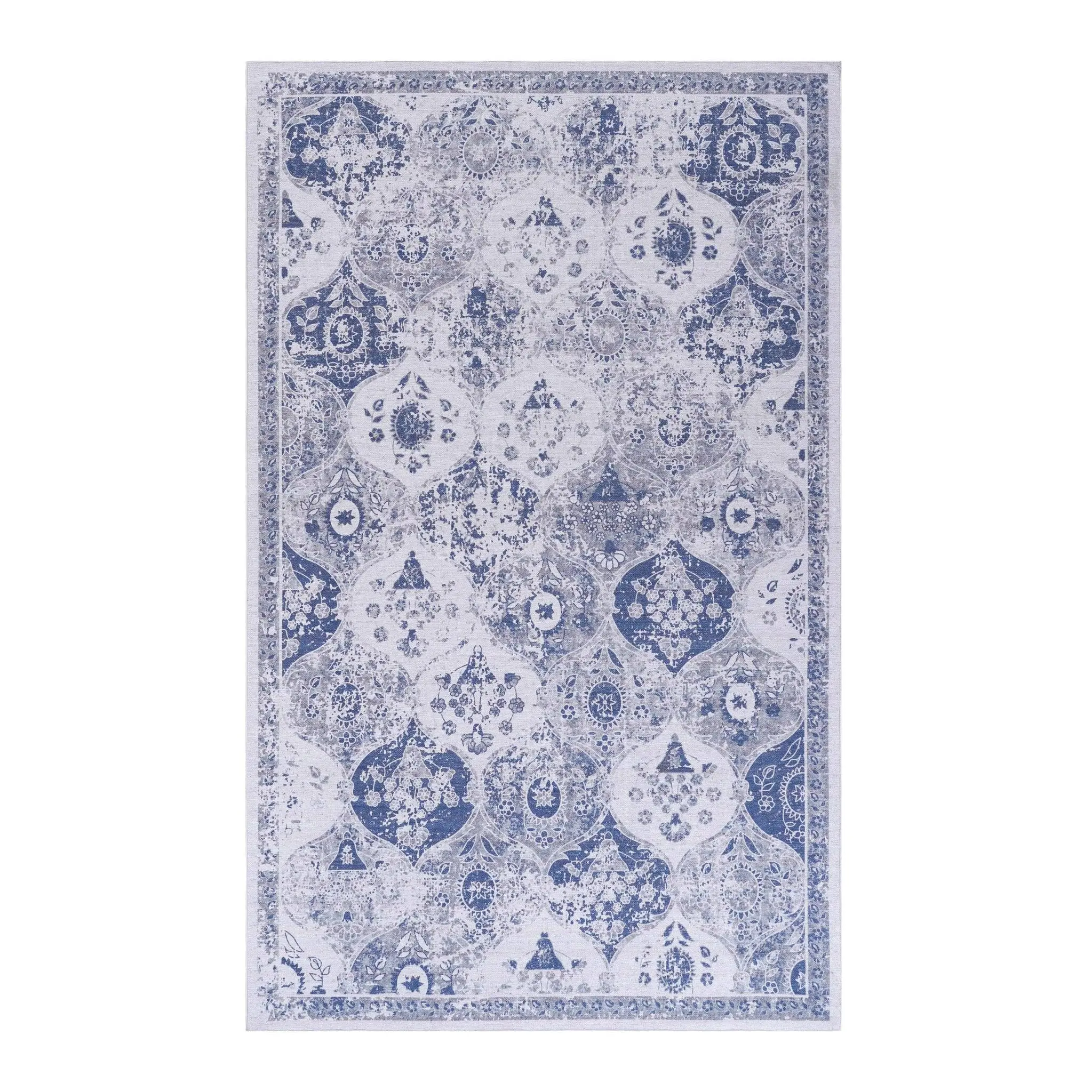 Rigo 8' x 10' Blue/ Machine Washable Low-Pile, Non-Slip, Non-Shedding, Foldable, Kid & Pet Friendly Area Rug