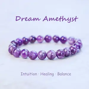 Dream Amethyst Natural Crystal Bracelet Unisex for Intuition Healing Balance High Quality Spiritual Energy Jewelry Elevate Spirituality Astral Journeys Awaken Inner Magic Higher Wisdom