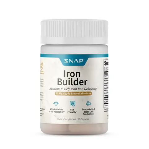 Snap Supplements - Iron Builder - 60 Servings - Natural Supplement Capsules Healthcare Edible