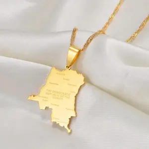 Democratic Republic Of Congo Necklace - City Map Flag
