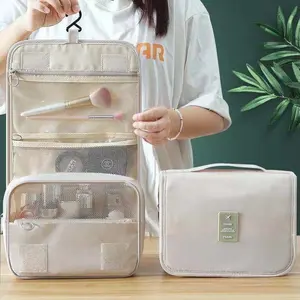 Compact Hanging Travel Toiletry Bag – Waterproof Organizer with Hook for Cosmetics, Toiletries & Shower Essentials