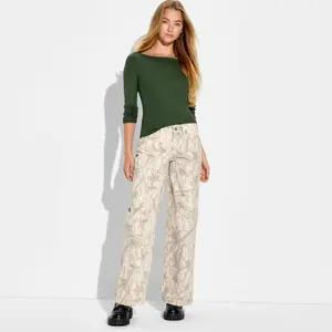 Women's Low-Rise Baggy Jeans - Wild Fable Gray Camouflage 00