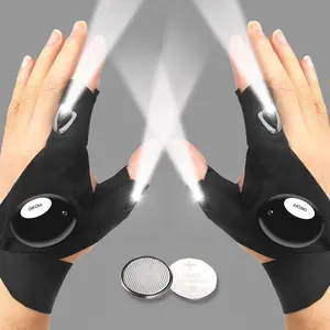 LED Half Finger Glove for Men Women Outdoor Waterproof Night Fishing Bait Cycling Running Flashlight Durable Fingerless Gloves father day emergency use