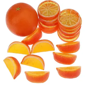 19 Pcs Artificial Fake Orange & Slices Blocks Set Simulation Fruits Model Realistic Oranges Home Decoration for Party Kitchen Wedding Props Ornament
