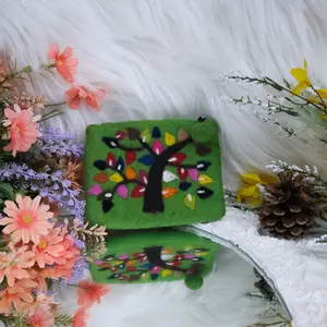 Needle Felted Tree Coin Purse, Felt Wallet, Change Purse, Credit Card Purse, Felt Clutch, Gift For Loved Ones, Jewelry Purse, Colorful Tree Pouch
