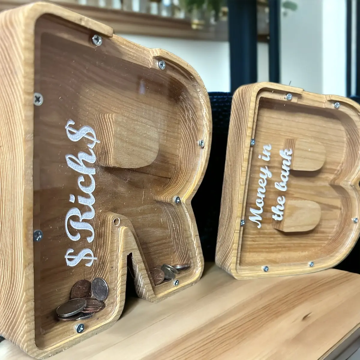 Letter wooden banks