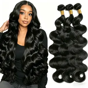 EPAKUL HAIR 100% Virgin Brazilian Human Hair Brazilian 20 22 18 inch Body Wave 3 Bundles Hair Extensions Grade 12A Remy Human Hair Bundles Natural Black Color
