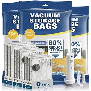 Vacuum Bags for Travel with Rechargeable air Pump, Carry-on Size Compression Packing Bags for Luggage and Suitcase, Space Saver for Clothes and Clothing 15 Combo Travel Size