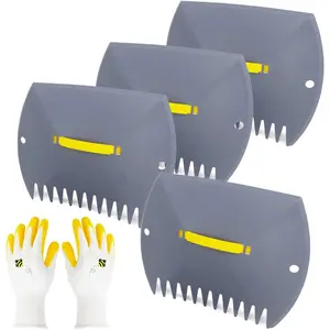 Leaf Scoops Hand Rake, Lightweight Leaf Grabber,Grey Leaf Collector, Leaf Picker Upper for Leaves, Grass, Lawn Clippings, Twigs or Debris (2 Pack)