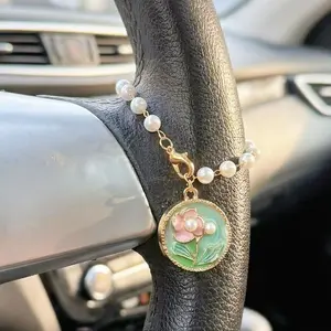 Flower Car Steering Wheel Pendant Jewelry, Hanging Accessories for Car Decoration, Cross Hanging Accessory for Plant Lovers, Suitable for Men and Women
