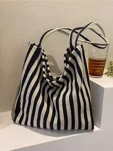 Vintage Minimalist Handbag with Artistic Design Large Capacity Multi-functional Tote for Work School Travel Beach Fashion Crossbody bolsa feminina Canvas Tote Bags