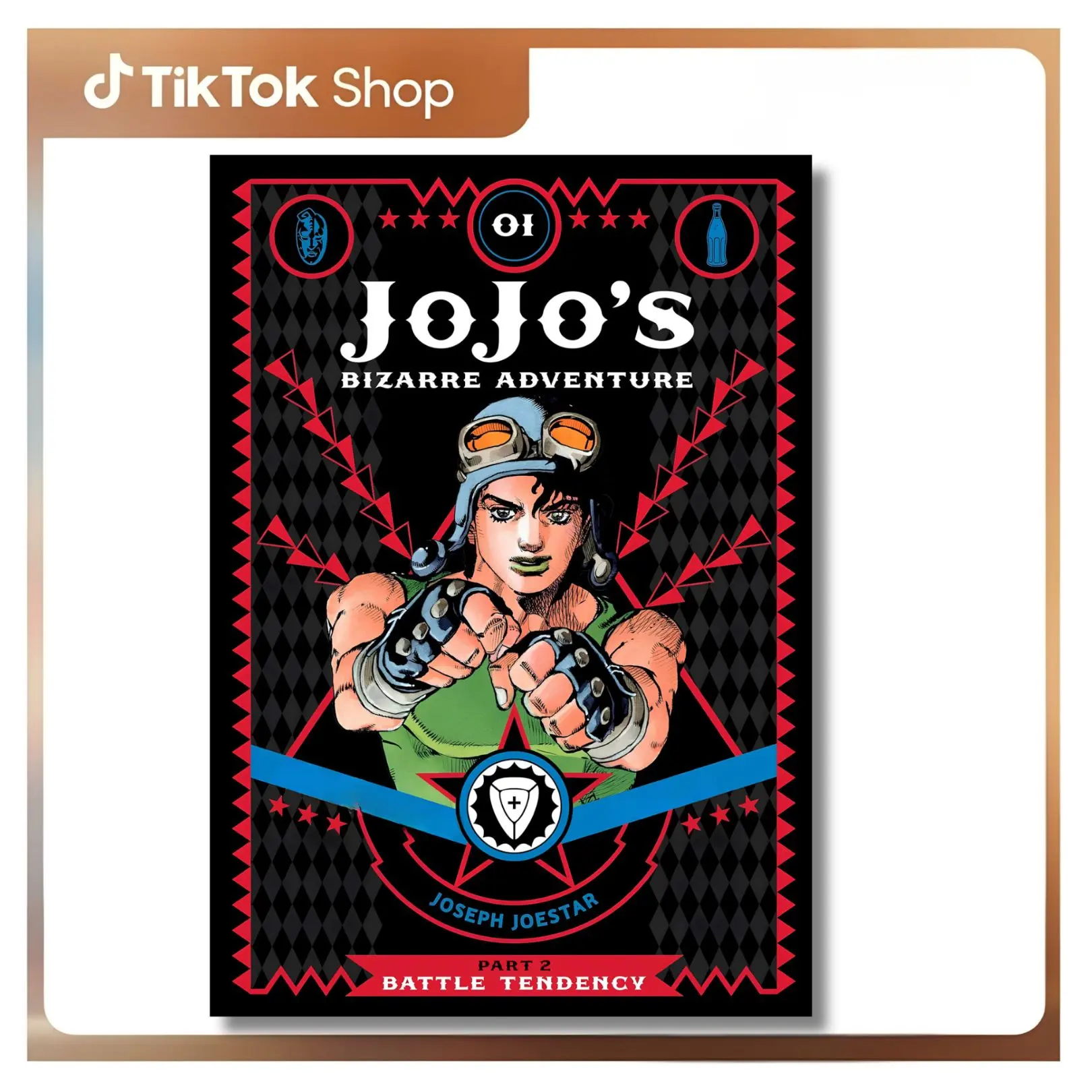 JoJo's Bizarre Adventure: Part 2 - Battle Tendency Arc Vol. 1 Hardcover Comic & Manga Book - Hirohiko Araki, English Edition, Joseph Joestar, Jonathan Joestar, Wild Humor, Frenetic Battles