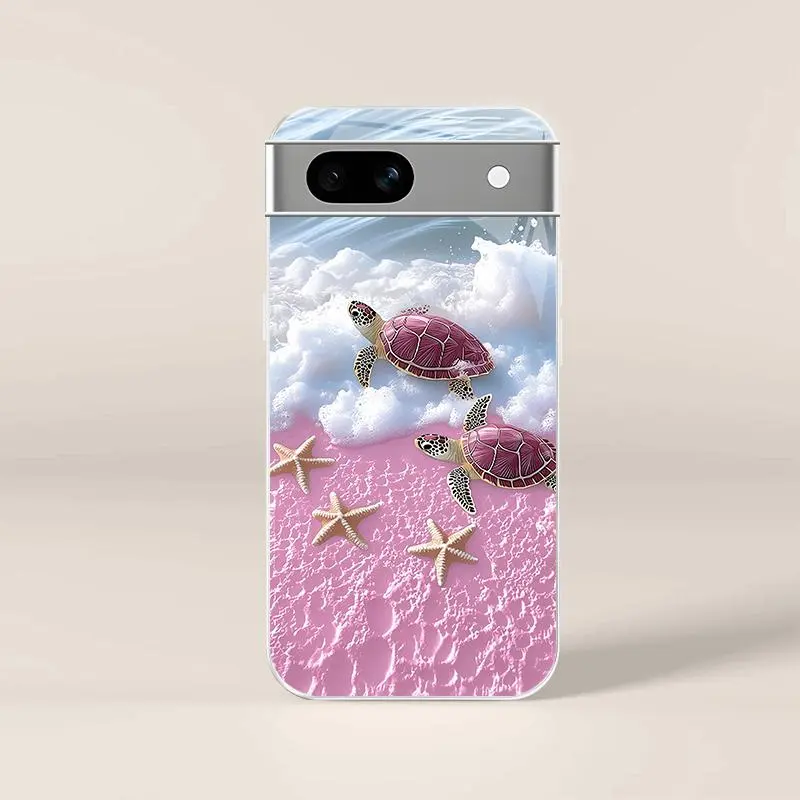 Cute tropical summer vacation phone case, clear coastal island ocean bumper for Google Pixel 7a — 975