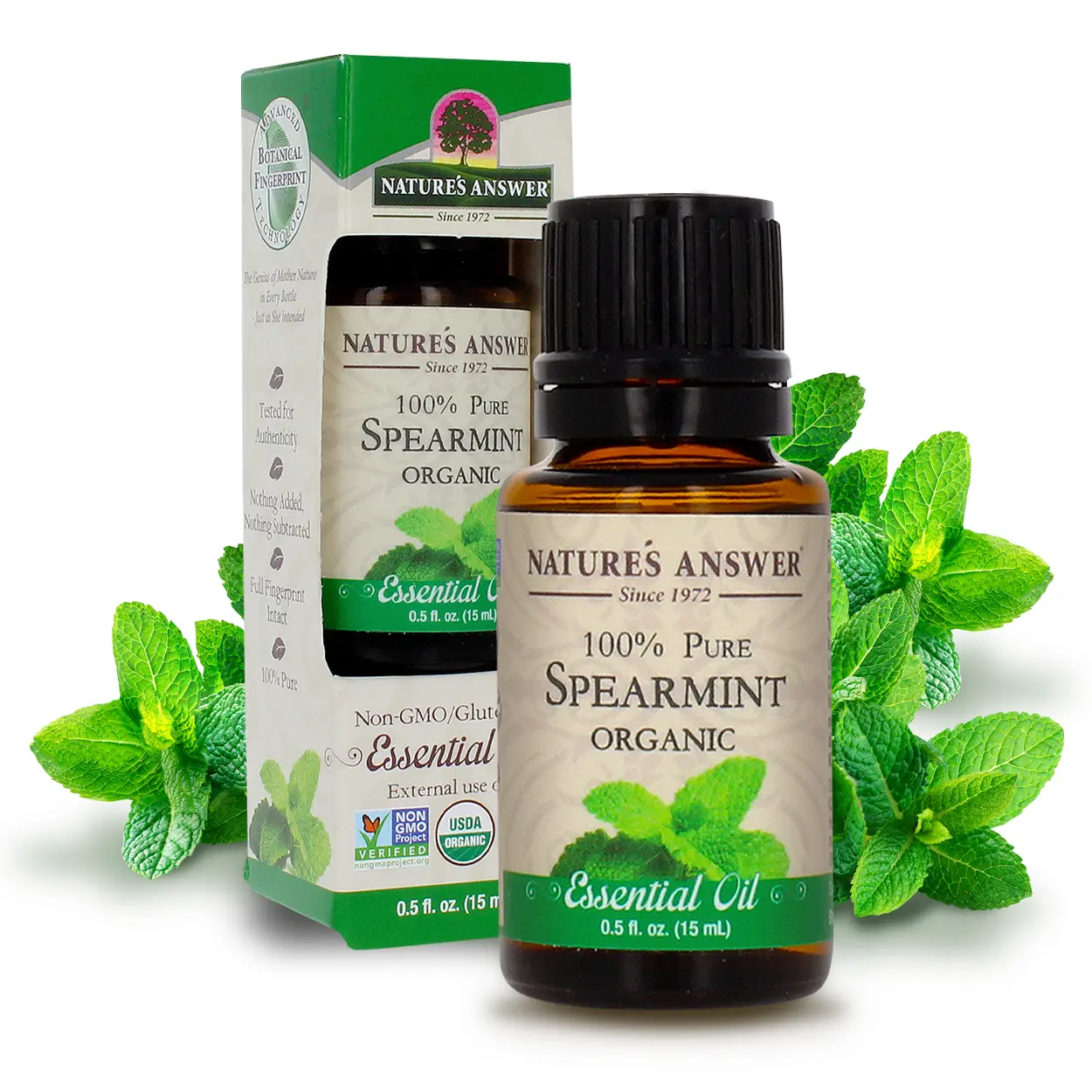 Nature’s Answer USDA Organic Spearmint Essential Oil, 100% Pure, 0.5 fl oz. (15ml) | Natural Aromatherapy Oil for Diffuser/Humidifier, Steam Distilled | Made in USA