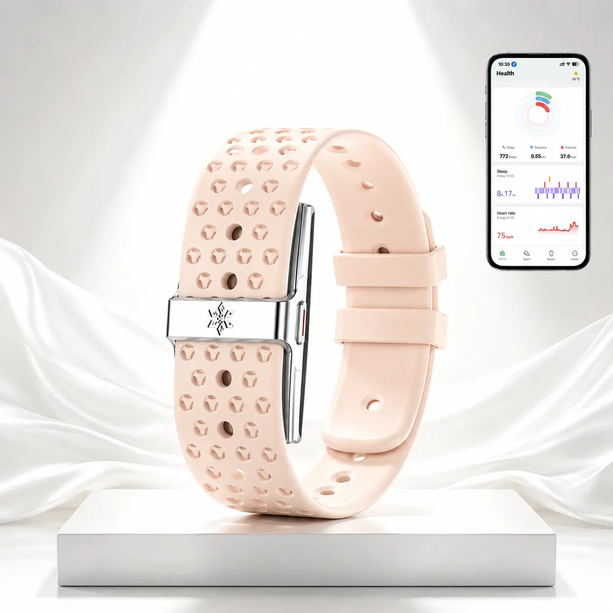 Screenless Wearable Fitness Tracke for Men & Women, Multifunctional Smart Wearable Devices with 24/7 Heart Rate,  Sleep & Stress Tracking, IP68 Waterproof,  No Subscription, Magnetic Charging,   Compatible with Most iOS & Android Smartphones