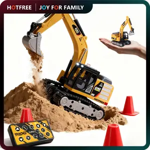 Hotfree Mini RC Construction Truck Toys, 1/64 Scale Alloy Excavator & Forklift with Lights and Sounds, USB-C Rechargeable Remote Control Vehicle Set, Birthday Christmas Gift for Boys Kids & Adults