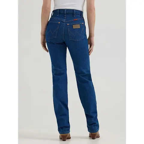 Wrangler Women's High Waisted Vintage Raw Denim Jeans - 14.75oz Heavyweight Broken Twill 100% Cotton Bottoms, Indigo Slim Taper Leg, Textured Woven Vaquero Design, Pockets, Button Closure, Junior Size Suggestion to Size Up, Jeans For Women