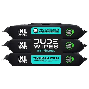 DUDE Wipes - Flushable Wipes - 3 Pack, 144 Count - Shea BUTTer Smooth Extra-Large - Vitamin-E & Aloe - Septic and Sewer Safe